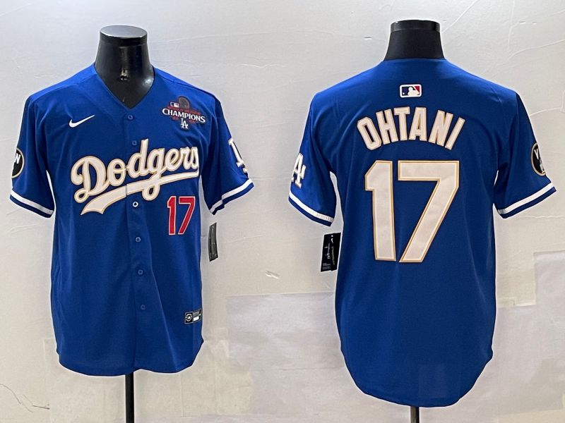 Men Los Angeles Dodgers #17 Ohtani Blue Gold Game 2025 Nike MLB Jersey style 7->los angeles dodgers->MLB Jersey